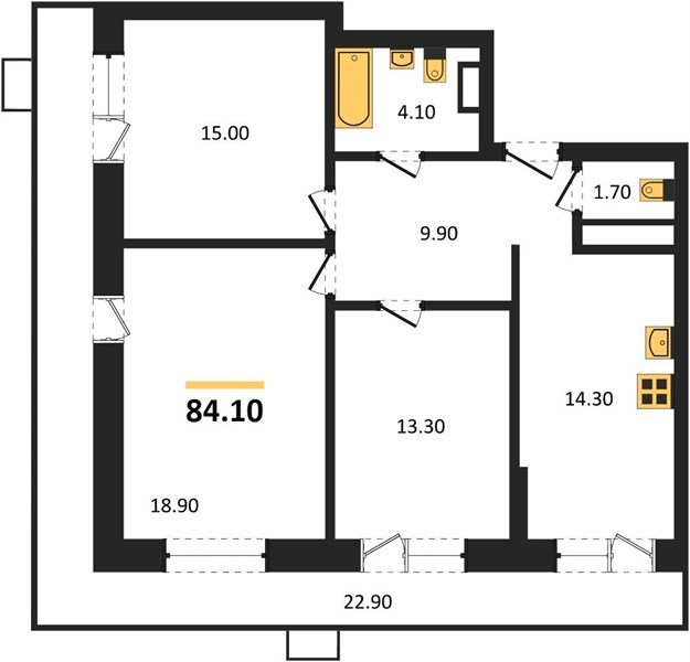 Фото №1: 3-комнатная квартира 85 м² - Краснодар, 9-й километр, ул. Ярославская, 115лит5
