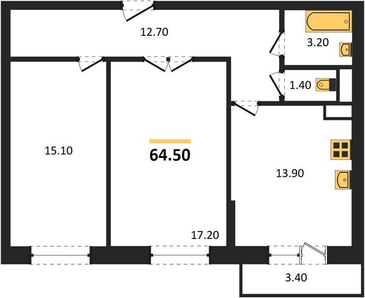 Фото №1: 2-комнатная квартира 65 м² - Краснодар, 9-й километр, ул. Ярославская, 115лит5