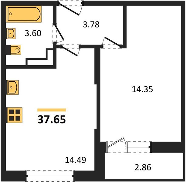 Фото №1: 1-комнатная квартира 37 м² - Краснодар, жилой комплекс Смородина, ул. имени Владимира Жириновского