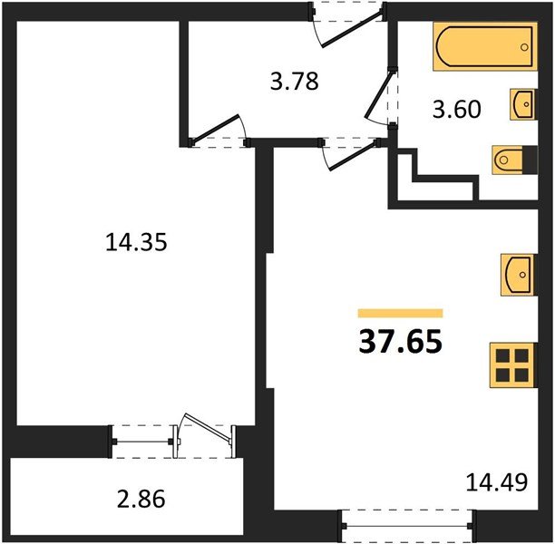 Фото №1: 1-комнатная квартира 37 м² - Краснодар, жилой комплекс Смородина, ул. имени Владимира Жириновского