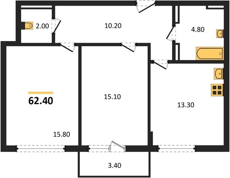 Фото №1: 2-комнатная квартира 62 м² - Краснодар, ЖК Парк у Дома, ЖК Бауинвест, жилой комплекс Бауинвест, жилой комплекс Парк У Дома, мкр. Прикубанский внутригородской округ, ул. Героя Владислава Посадского, 17