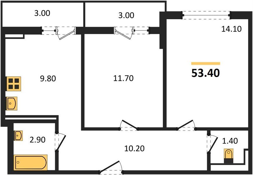 Фото №1: 2-комнатная квартира 53 м² - Краснодар, ЖК Парк у Дома, ЖК Бауинвест, жилой комплекс Бауинвест, жилой комплекс Парк У Дома, мкр. Прикубанский внутригородской округ, ул. Героя Владислава Посадского, 17