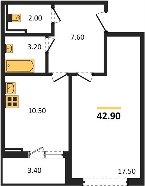 Фото №1: 1-комнатная квартира 42 м² - Краснодар, ЖК Парк у Дома, ЖК Бауинвест, жилой комплекс Бауинвест, жилой комплекс Парк У Дома, мкр. Прикубанский внутригородской округ, ул. Героя Владислава Посадского, 17