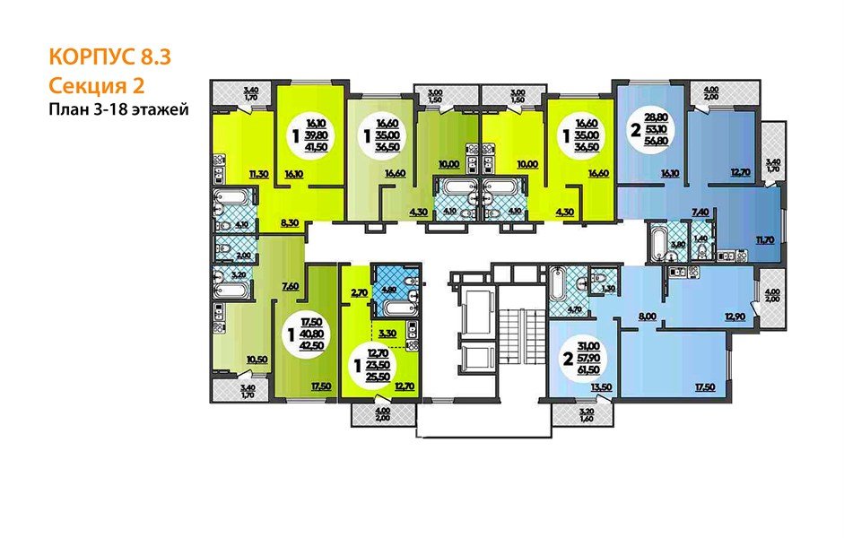 Фото №7: 2-комнатная квартира 61 м² - Краснодар, ЖК Парк у Дома, ЖК Бауинвест, жилой комплекс Бауинвест, жилой комплекс Парк У Дома, мкр. Прикубанский внутригородской округ, ул. Героя Владислава Посадского, 17