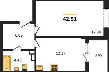 Фото №1: 1-комнатная квартира 42 м² - Краснодар, мкр. Достояние, 
