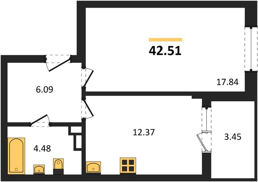 Фото №1: 1-комнатная квартира 42 м² - Краснодар, Достояние, 
