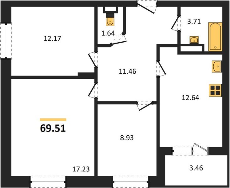 Фото №1: 3-комнатная квартира 69 м² - Краснодар, Достояние, 