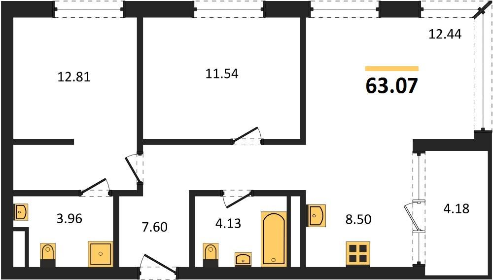Фото №1: 2-комнатная квартира 63 м² - Краснодар, жилой квартал Патрики