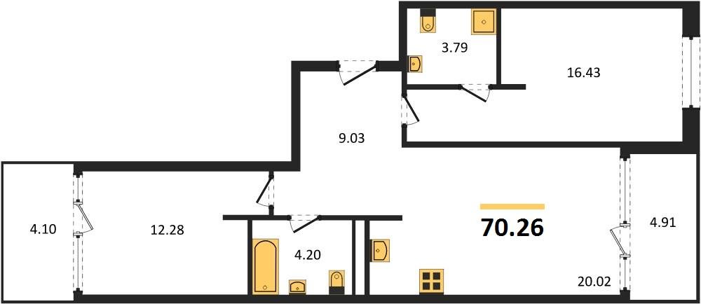 Фото №1: 2-комнатная квартира 70 м² - Краснодар, жилой квартал Патрики