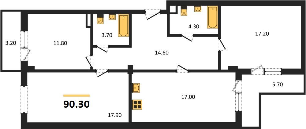 Фото №1: 3-комнатная квартира 92 м² - Краснодар, Фестивальный, мкр. Прикубанский внутригородской округ, ул. Круговая, 4/1