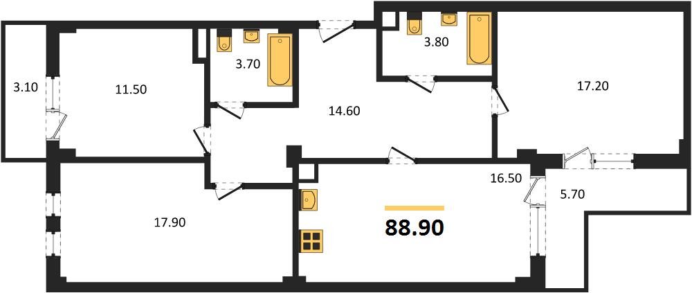 Фото №1: 3-комнатная квартира 90 м² - Краснодар, Фестивальный, мкр. Прикубанский внутригородской округ, ул. Круговая, 4/1