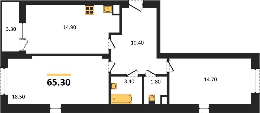 Фото №1: 2-комнатная квартира 67 м² - Краснодар, Фестивальный, мкр. Прикубанский внутригородской округ, ул. Круговая, 4/1
