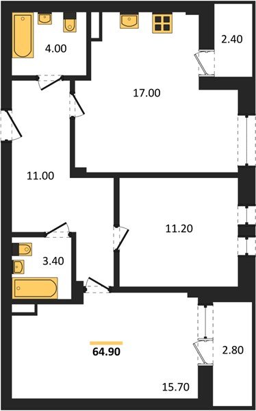 Фото №1: 2-комнатная квартира 66 м² - Краснодар, Фестивальный, мкр. Прикубанский внутригородской округ, ул. Круговая, 4/1