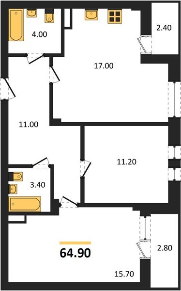 Фото №1: 2-комнатная квартира 66 м² - Краснодар, Фестивальный, мкр. Прикубанский внутригородской округ, ул. Круговая, 4/1