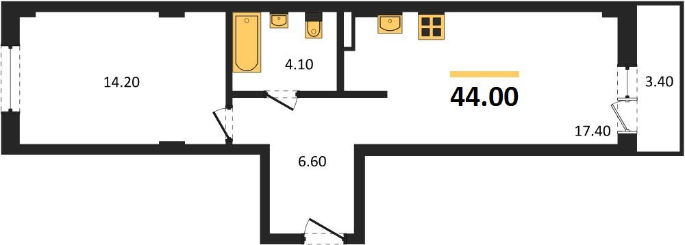 Фото №1: 1-комнатная квартира 44 м² - Краснодар, Фестивальный, ул. Круговая, 4/1