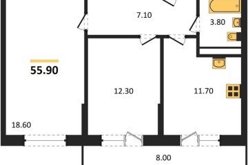 Фото №1: 2-комнатная квартира 55 м² - Краснодар, мкр. жилой комплекс Лето, ул. Западный Обход, 48