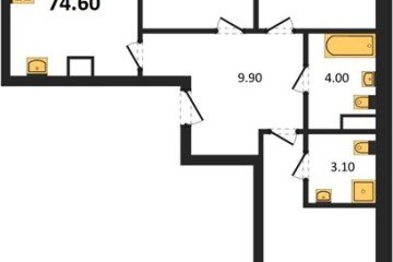 Фото №1: 3-комнатная квартира 74 м² - Краснодар, мкр. Карасунский внутригородской округ, ул. Виктора Казанцева, 1.3лит1