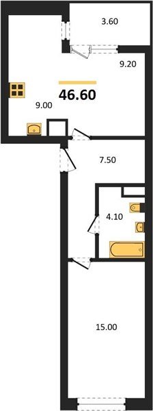 Фото №1: 1-комнатная квартира 46 м² - Краснодар, мкр. Карасунский внутригородской округ, ул. Виктора Казанцева, 1.3лит1