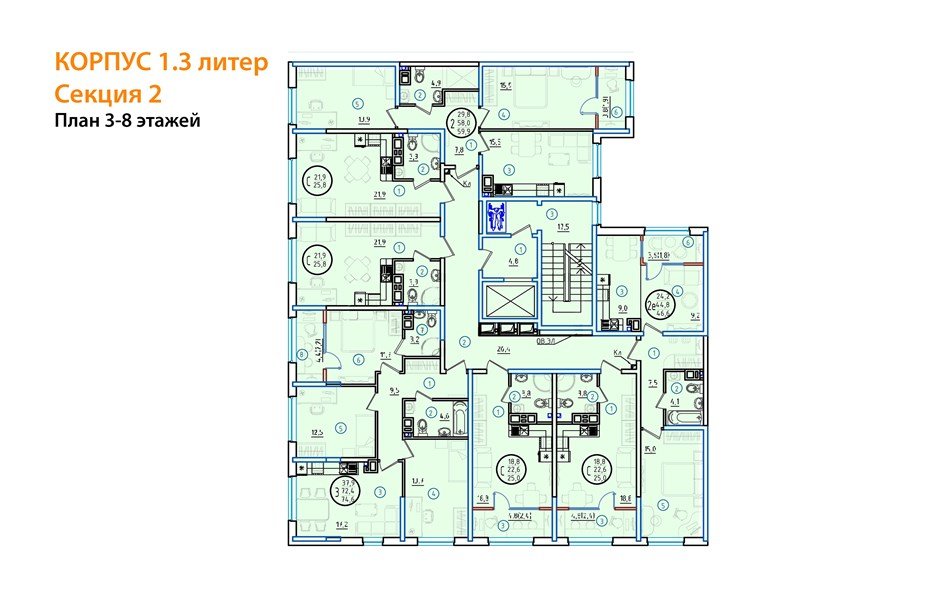 Фото №8: 2-комнатная квартира 59 м² - Краснодар, мкр. Карасунский внутригородской округ, ул. Виктора Казанцева, 1.3лит1