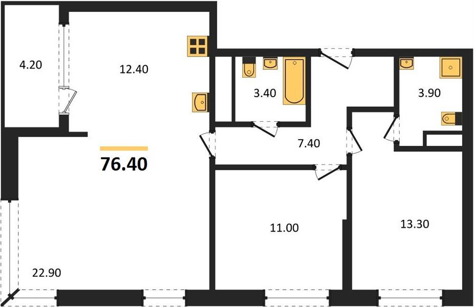 Фото №1: 3-комнатная квартира 76 м² - Краснодар, мкр. Карасунский внутригородской округ, ул. Виктора Казанцева, 1.3лит1