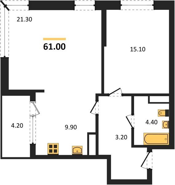 Фото №1: 2-комнатная квартира 61 м² - Краснодар, мкр. Карасунский внутригородской округ, ул. Виктора Казанцева, 1.3лит1