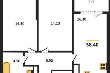 Фото №1: 2-комнатная квартира 58 м² - Краснодар, мкр. Карасунский внутригородской округ, ул. Виктора Казанцева, 1.3лит1
