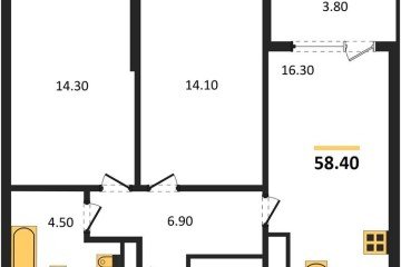 Фото №1: 2-комнатная квартира 58 м² - Краснодар, мкр. Карасунский внутригородской округ, ул. Виктора Казанцева, 1.3лит1