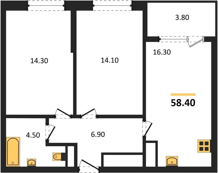 Фото №1: 2-комнатная квартира 58 м² - Краснодар, мкр. Карасунский внутригородской округ, ул. Виктора Казанцева, 1.3лит1