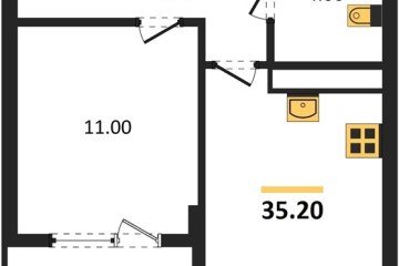 Фото №1: 1-комнатная квартира 35 м² - Краснодар, мкр. Карасунский внутригородской округ, ул. Виктора Казанцева, 1.3лит1