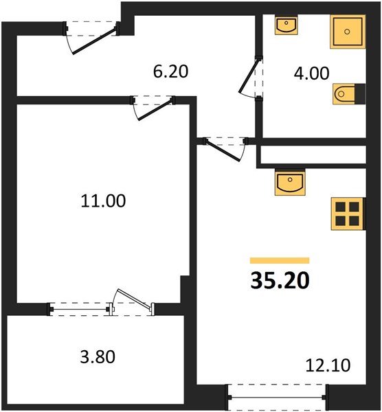 Фото №1: 1-комнатная квартира 35 м² - Краснодар, мкр. Карасунский внутригородской округ, ул. Виктора Казанцева, 1.3лит1