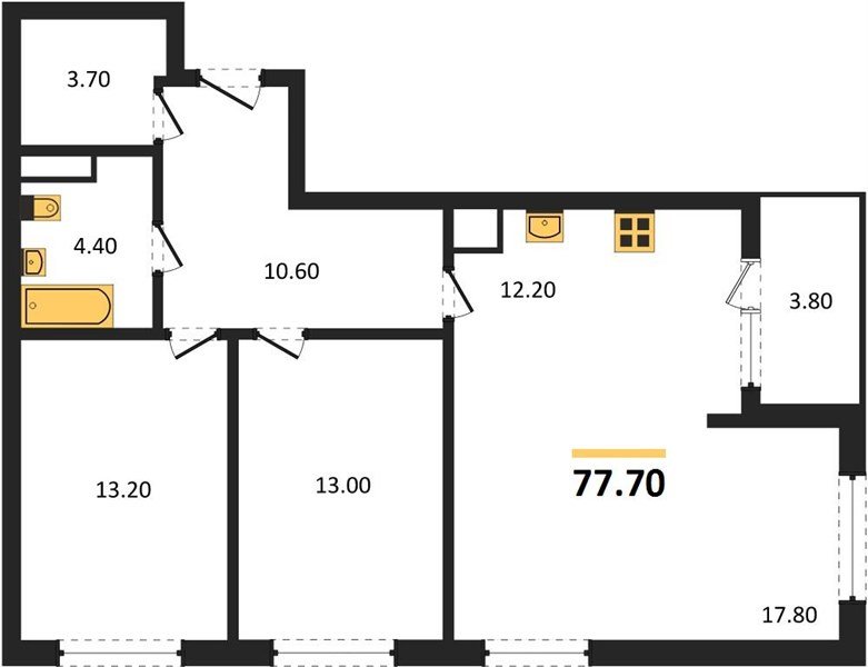 Фото №1: 2-комнатная квартира 77 м² - Краснодар, мкр. Карасунский внутригородской округ, ул. Виктора Казанцева