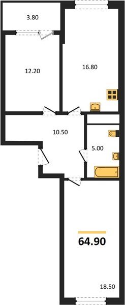 Фото №1: 2-комнатная квартира 64 м² - Краснодар, мкр. Карасунский внутригородской округ