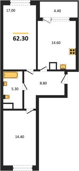 Фото №1: 2-комнатная квартира 62 м² - Краснодар, мкр. Карасунский внутригородской округ