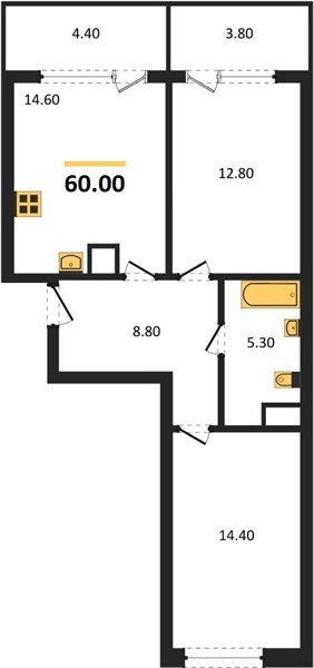 Фото №1: 2-комнатная квартира 60 м² - Краснодар, мкр. Карасунский внутригородской округ
