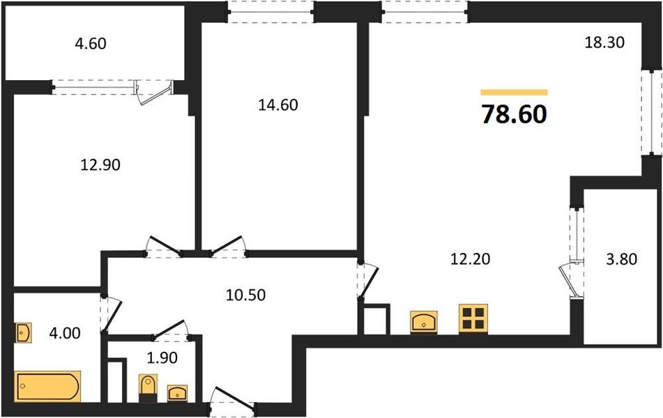 Фото №1: 2-комнатная квартира 78 м² - Краснодар, мкр. Карасунский внутригородской округ
