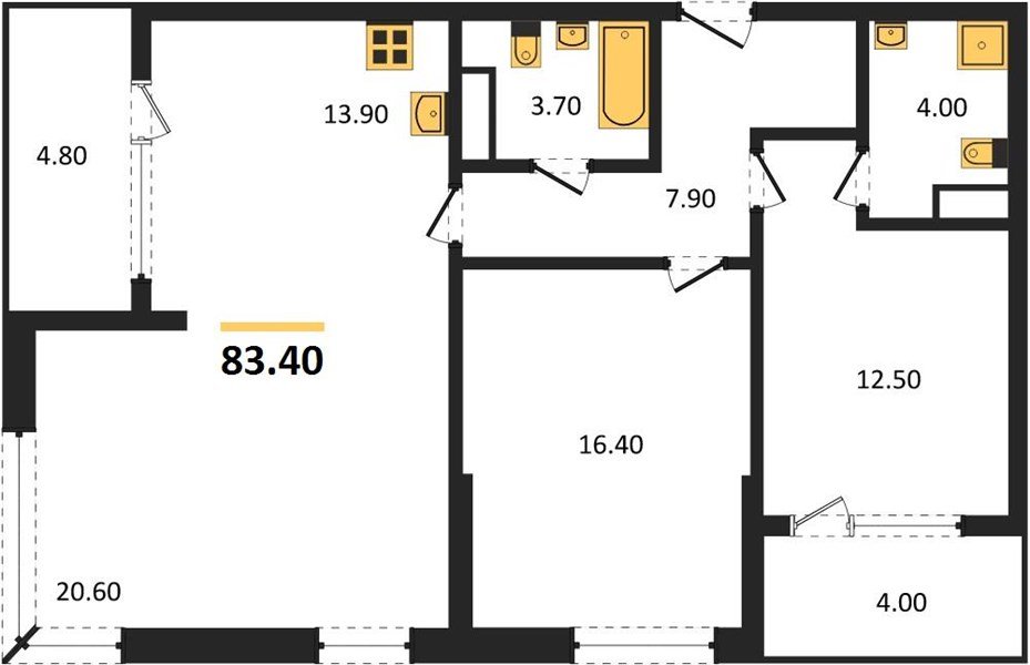 Фото №1: 3-комнатная квартира 83 м² - Краснодар, мкр. Карасунский внутригородской округ, ул. Виктора Казанцева, 1.3лит2