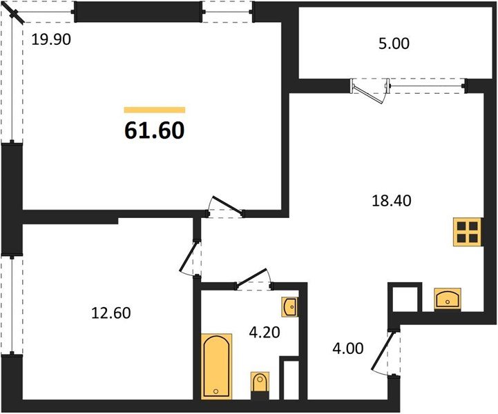 Фото №1: 2-комнатная квартира 61 м² - Краснодар, мкр. Карасунский внутригородской округ, ул. Виктора Казанцева, 1.3лит2