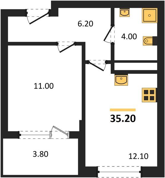 Фото №1: 1-комнатная квартира 35 м² - Краснодар, мкр. Карасунский внутригородской округ, ул. Виктора Казанцева, 1.3лит2