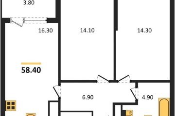 Фото №1: 2-комнатная квартира 58 м² - Краснодар, мкр. Карасунский внутригородской округ, ул. Виктора Казанцева, 1.3лит2
