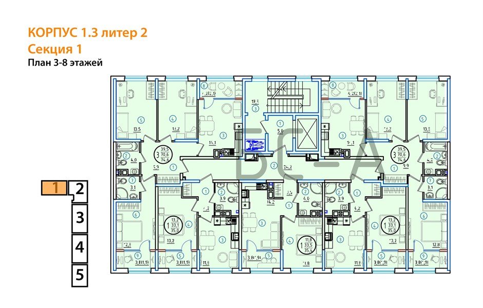 Фото №8: 3-комнатная квартира 74 м² - Краснодар, Карасунский внутригородской округ, ул. Виктора Казанцева, 1.3лит2