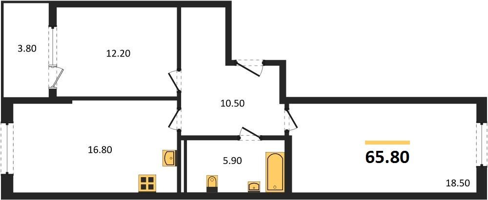 Фото №1: 2-комнатная квартира 65 м² - Краснодар, мкр. Карасунский внутригородской округ