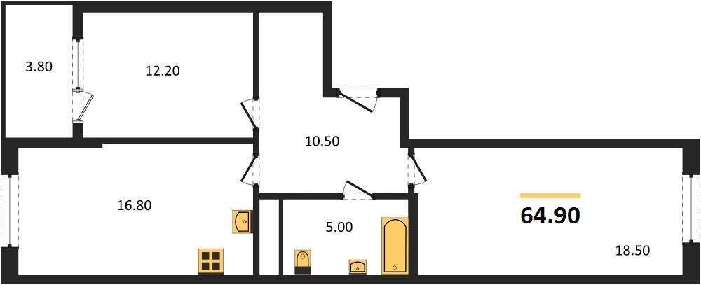 Фото №1: 2-комнатная квартира 64 м² - Краснодар, мкр. Карасунский внутригородской округ