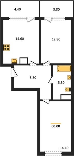 Фото №1: 2-комнатная квартира 60 м² - Краснодар, мкр. Карасунский внутригородской округ