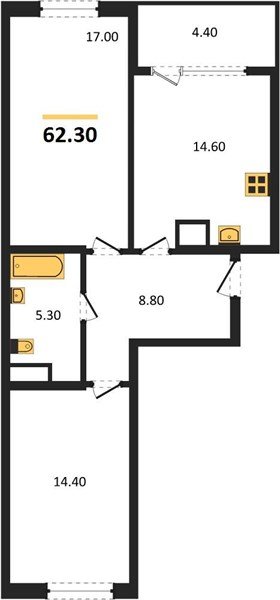 Фото №1: 2-комнатная квартира 62 м² - Краснодар, мкр. Карасунский внутригородской округ