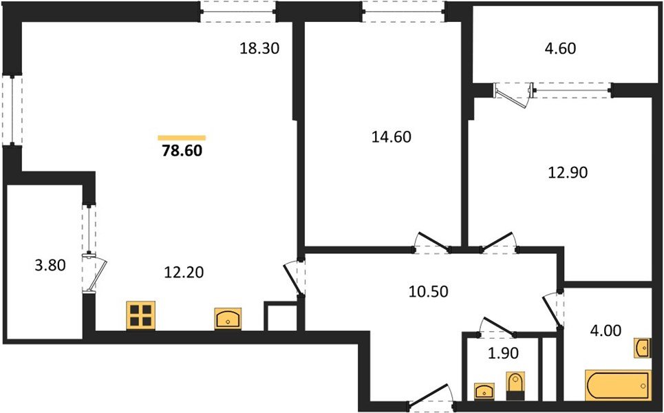 Фото №1: 2-комнатная квартира 78 м² - Краснодар, мкр. Карасунский внутригородской округ