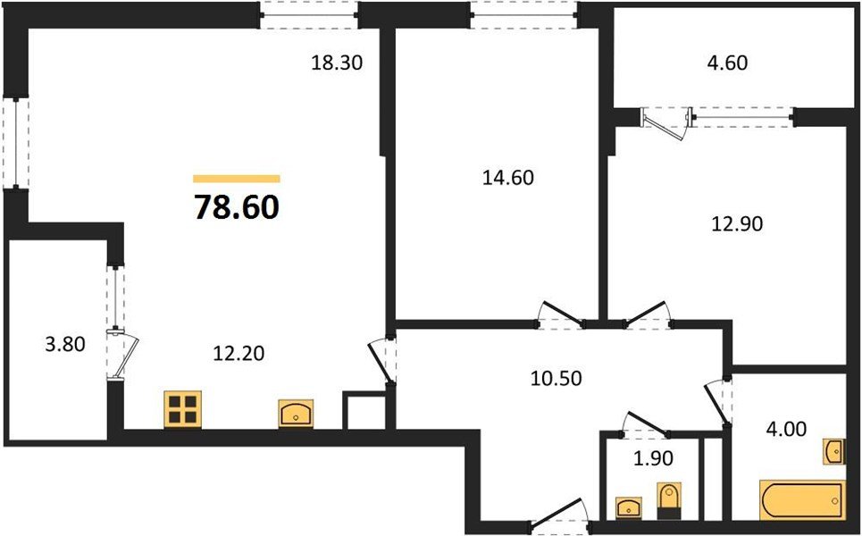 Фото №1: 2-комнатная квартира 78 м² - Краснодар, мкр. Карасунский внутригородской округ