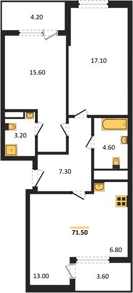 Фото №1: 2-комнатная квартира 71 м² - Краснодар, мкр. Карасунский внутригородской округ