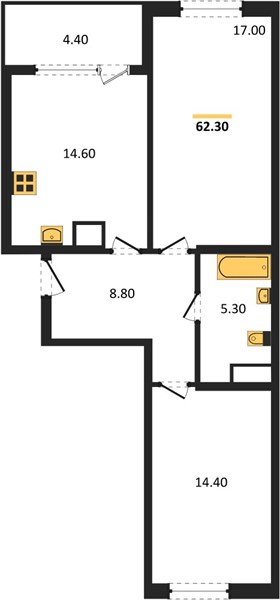Фото №1: 2-комнатная квартира 62 м² - Краснодар, мкр. Карасунский внутригородской округ