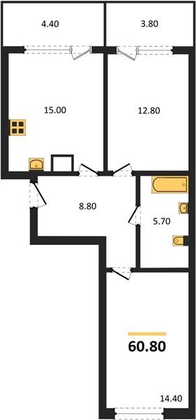 Фото №1: 2-комнатная квартира 60 м² - Краснодар, мкр. Карасунский внутригородской округ