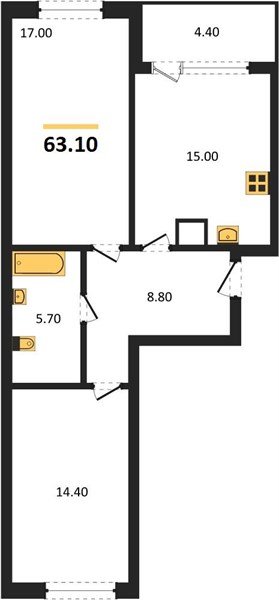 Фото №1: 2-комнатная квартира 63 м² - Краснодар, мкр. Карасунский внутригородской округ